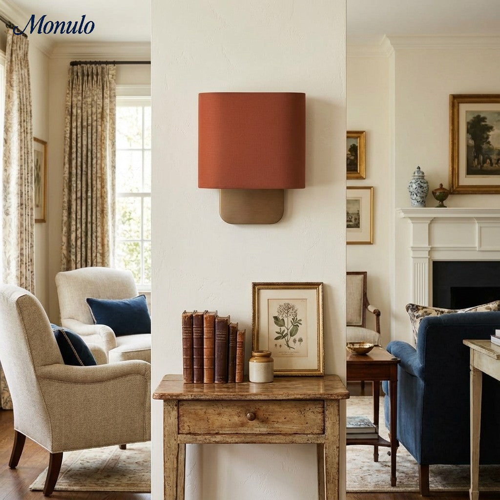 Fabric Wall Lamp with Metal Fitting for Reading Light Bedroom | Sansoti