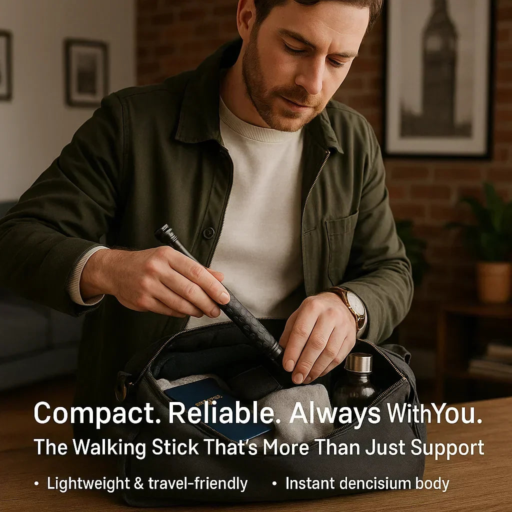 Retractable Walking Cane with Automatic Mechanism Non-Slip Grip Durable Alloy 39-65cm Adjustable | Sansoti