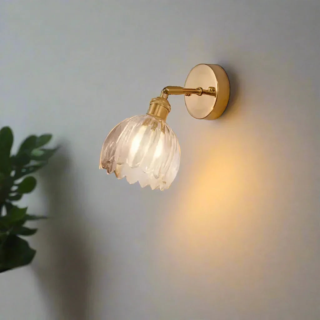 Wandlamp Tulp Retro Glas Bloem Design Metaal Vintage Sfeerverlichting | Sansoti
