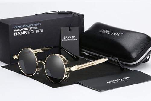 Round Polarized Sunglasses with Metal Frame, Retro Steampunk Style, UV400 Protection, Unisex for Men and Women | Sansoti