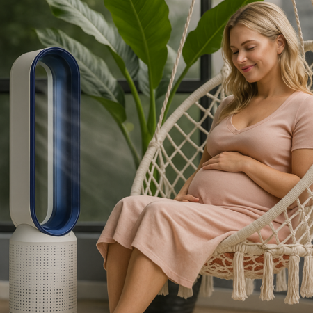 Portable Bladeless Fan with Air Purification, Remote Control, Quiet Operation, Bedroom, Office | Sansoti