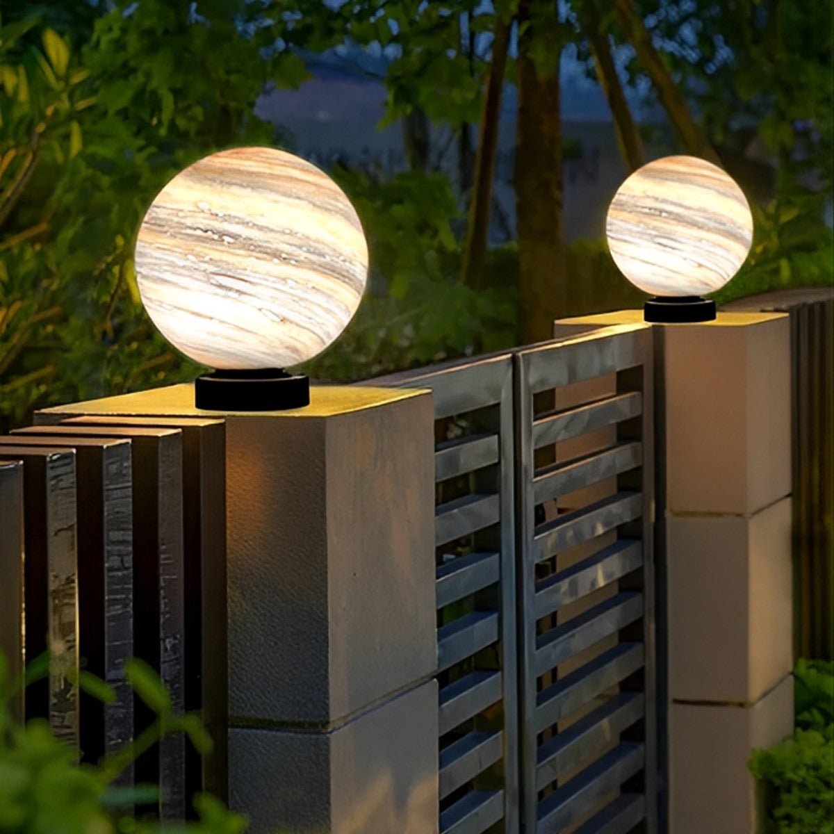 Outdoor Lamp Post Head Globe Glass Marble Look Warm White Garden Driveway Gate Villa Outdoor Lighting Pedestal Lamp E27 IP54 Garden Lamp Ambient Lighting | Sansoti