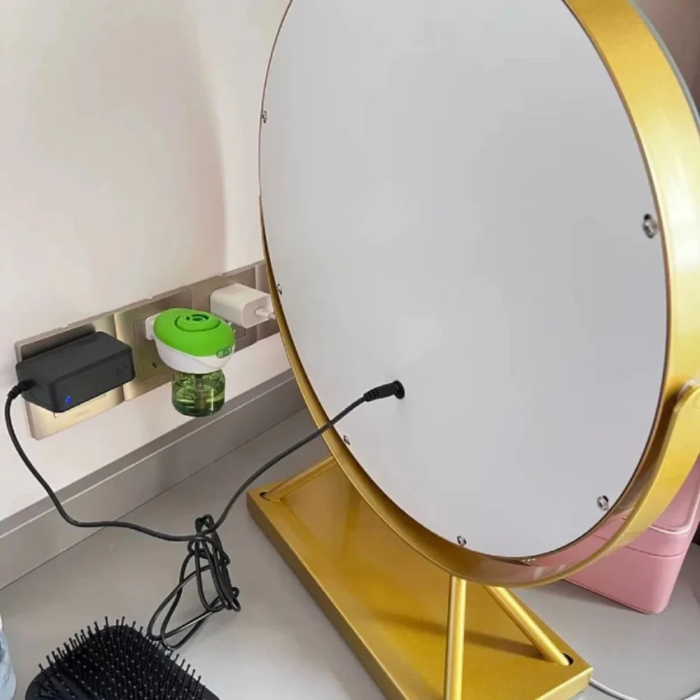 Illuminated Makeup Mirror with Dimmable LED, 15× Magnification, 30 cm Round, 3 Light Modes, 360° Rotating Tabletop Model | Sansoti