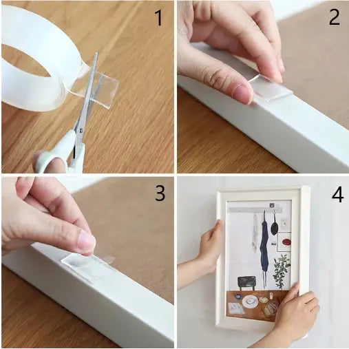 Doppelseitiges Klebeband Transparent Stark PET Gel 3cm x 3m Innen Außen Spurlos Entfernba Wand Decke Auto | Sansoti