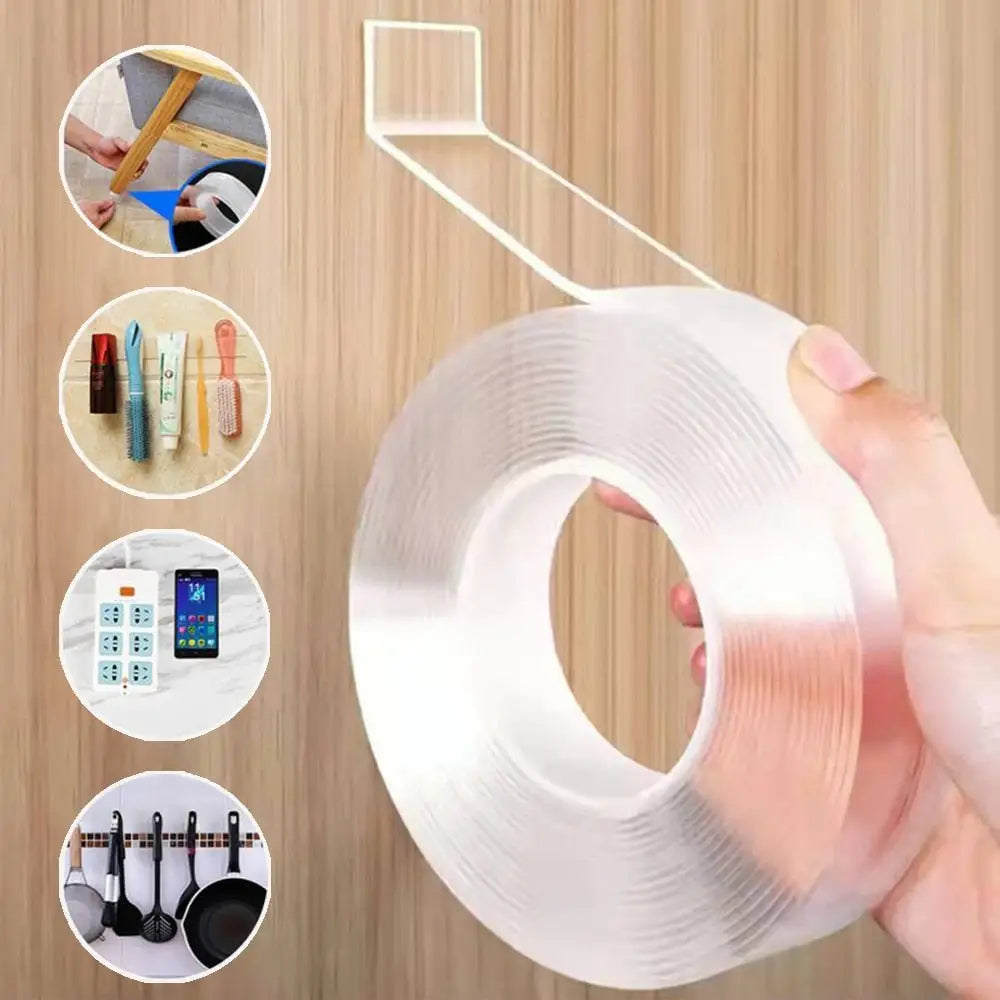 Double-sided Tape Transparent Strong PET Gel 3cm x 3m Indoor Outdoor Trace-free Removable Wall Ceiling Car | Sansoti