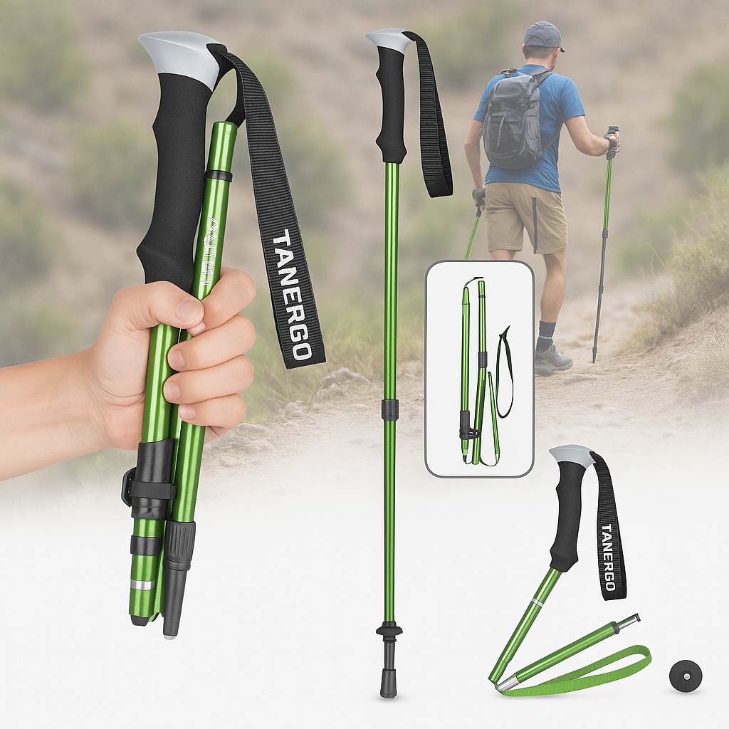 Bâtons de marche réglables 110-135 cm pliables, bâtons de trekking légers en aluminium pour randonnée en montagne et activités de plein air | Sansoti