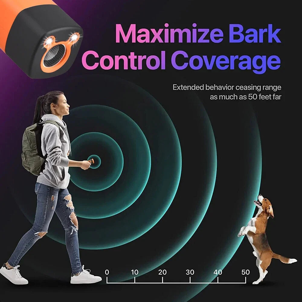 Ultrasonic Dog Trainer with 3 Modes for Positive Barking Behavior Control USB Rechargeable Anti-Bark Device | Sansoti