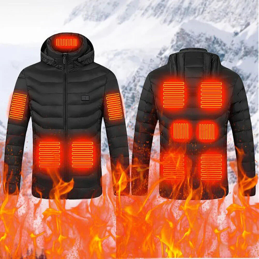 Verwarmde Winterjas Unisex Zwart USB Oplaadbaar 3 Warmtestanden Outdoorkleding Ski Wandelen Camping Thermisch | Sansoti