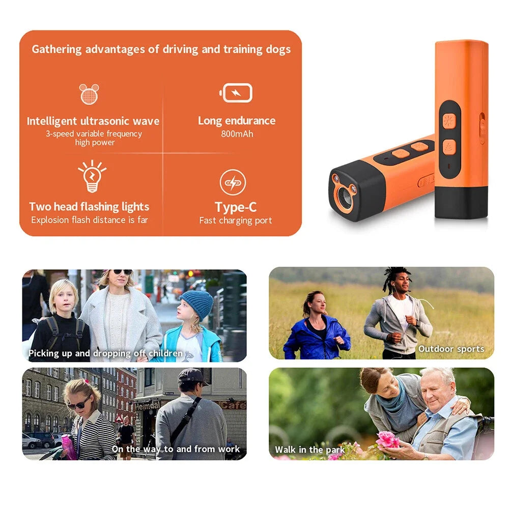 Ultrasonic Dog Trainer with 3 Modes for Positive Barking Behavior Control USB Rechargeable Anti-Bark Device | Sansoti