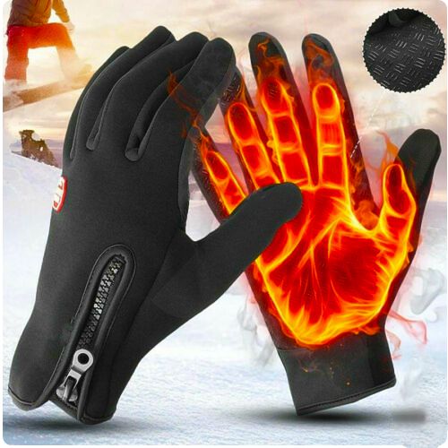 Thermische Winterhandschuhe mit Touchscreen-Funktion, winddicht, rutschfestem Grip und wasserdicht für Outdoor-Aktivitäten, Schwarz | Sansoti