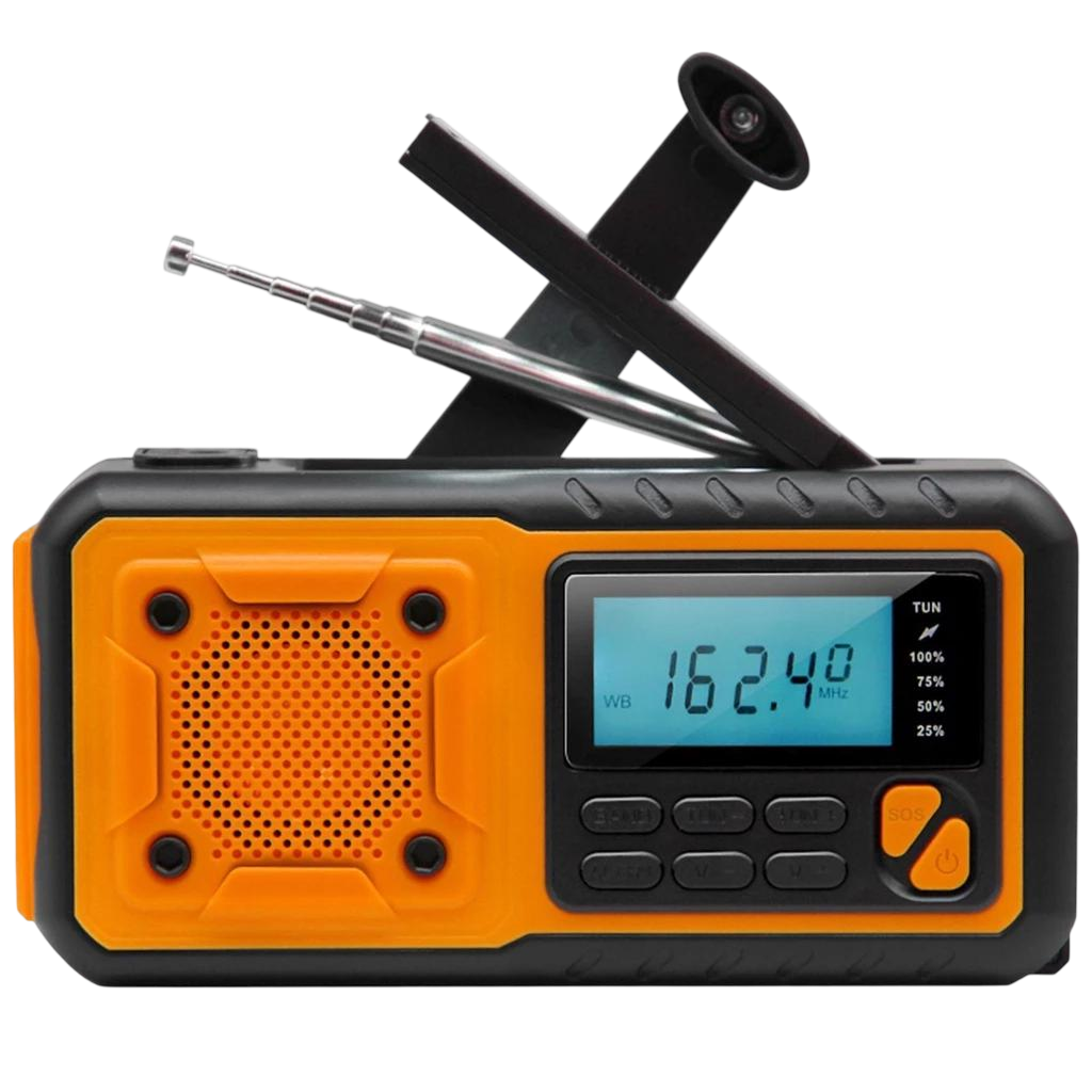 Rechargeable Emergency Radio with Solar Panel and 4000mAh Power Bank for Outdoor Camping and Power Outages | Sansoti