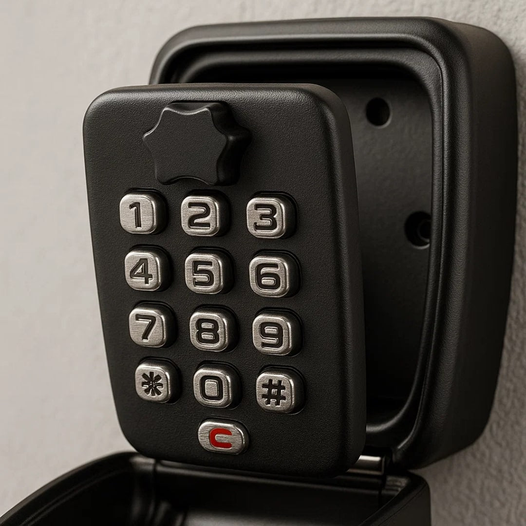 Key Box with Combination Lock, Freely Adjustable Code, Zinc Alloy, Black, 15 x 11 x 9 cm, 0,6 kg, Indoor and Outdoor | Sansoti