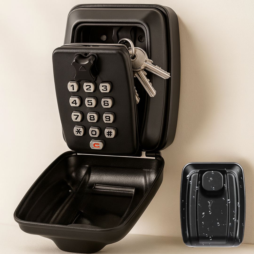 Key Box with Combination Lock, Freely Adjustable Code, Zinc Alloy, Black, 15 x 11 x 9 cm, 0,6 kg, Indoor and Outdoor | Sansoti