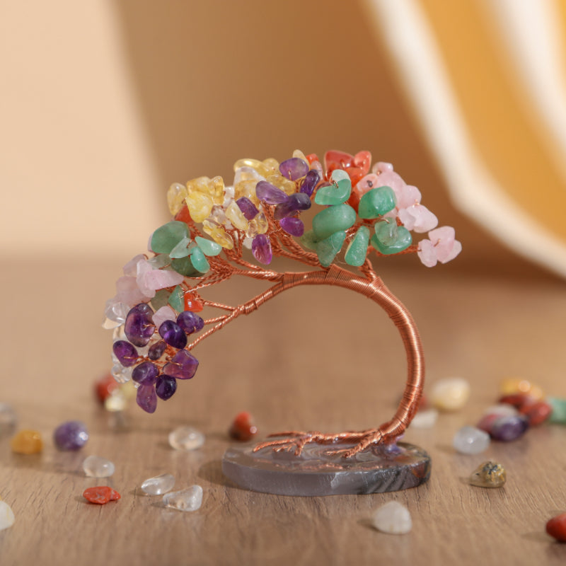 Tree of Life with Natural Stone Decoration, Spiritual Interior Object, Meditation, Chakra, Energy Stone, Wellness | Sansoti