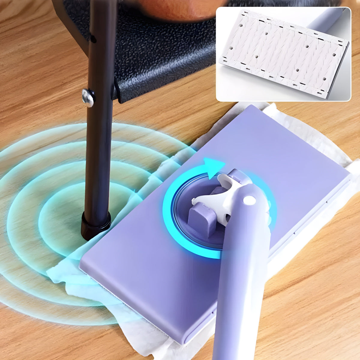 Rotatable Flat Mop with Hands-Free Change System for Hygienic Cleaning | Sansoti