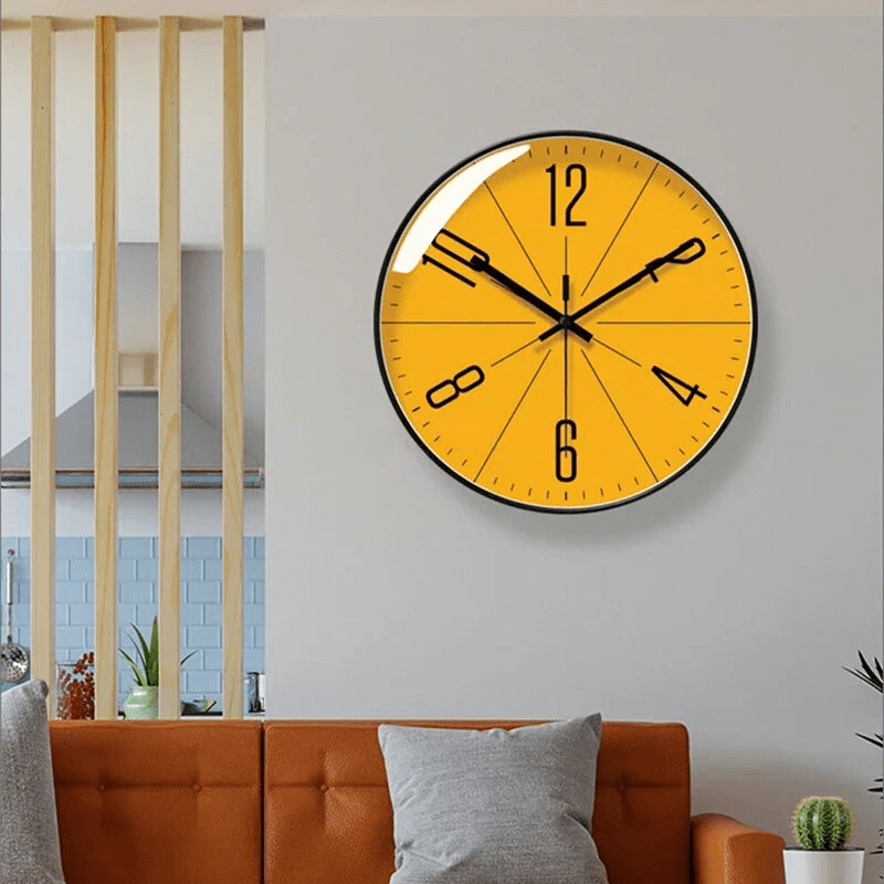 Cichy zegar ścienny kwarcowy z okrągłą tarczą, skandynawski design do salonu, kuchni, biura i sypialni | Sansoti