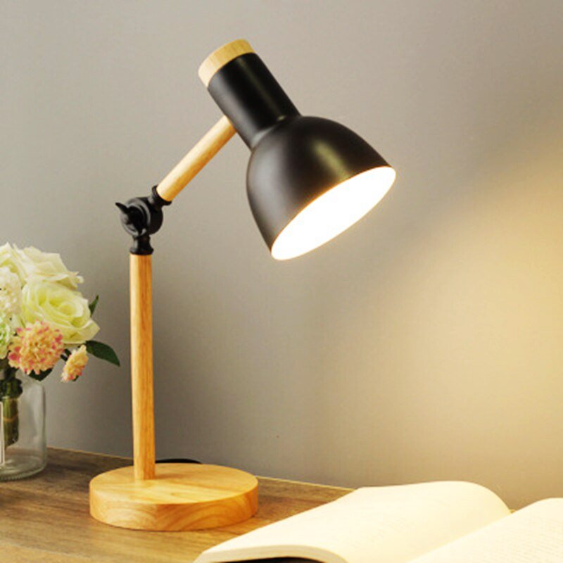 Wooden LED Desk Lamp 45 cm Adjustable Three-Color Light Warm Cool White Minimalist Design Home Office Reading Lamp | Sansoti