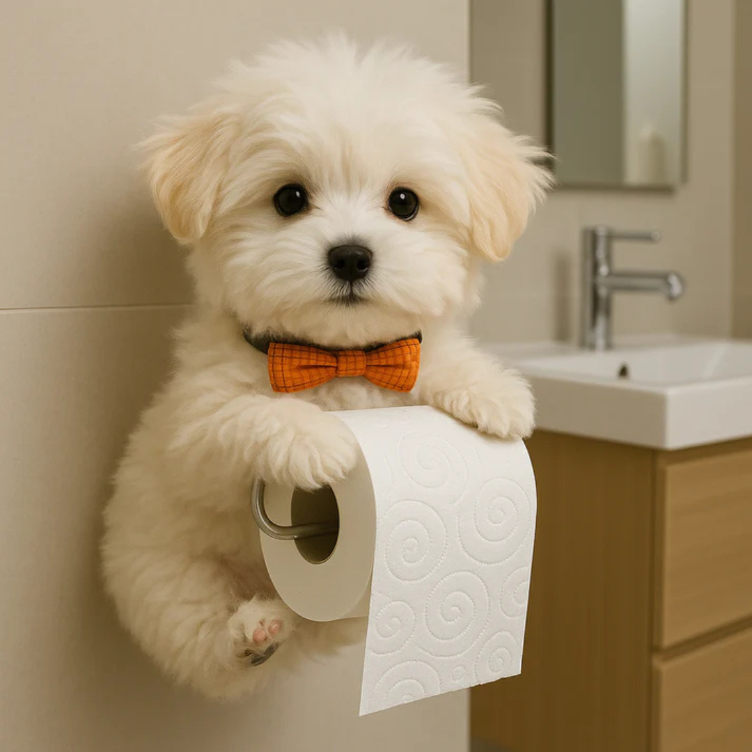 Wall-Mounted Dog Toilet Paper Holder, Decorative Resin Design, Bathroom Toilet Humor Accent, Durable, Unique | Sansoti