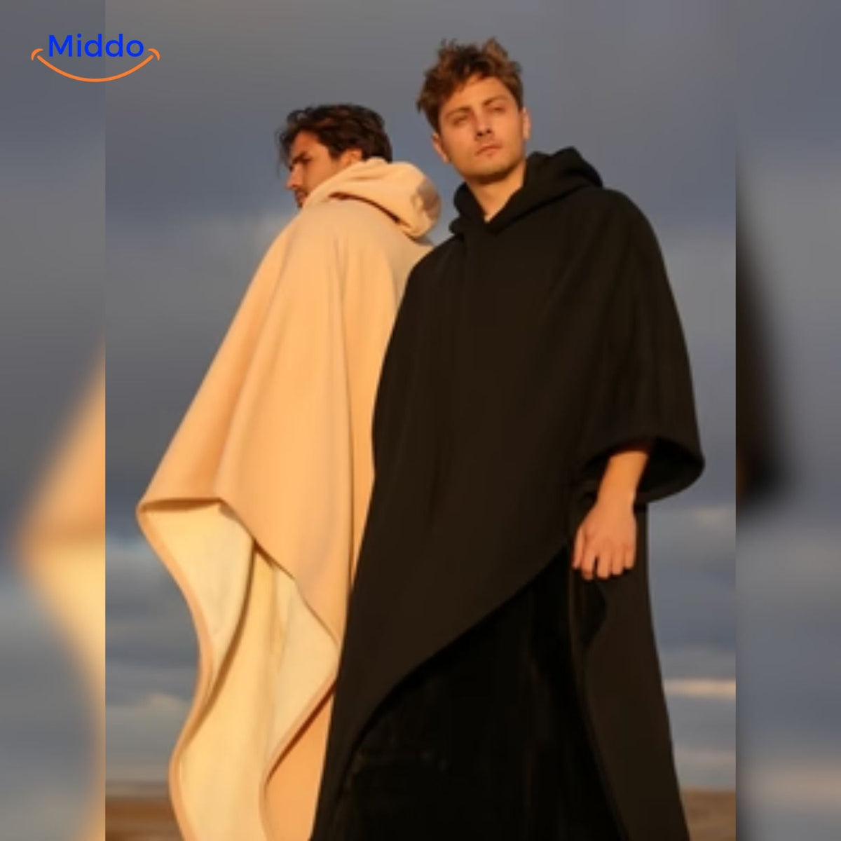 Oversized Cape with Hood Wool Blend Black Purple Red Green Unisex Autumn Winter Warm Comfortable Stylish | Sansoti