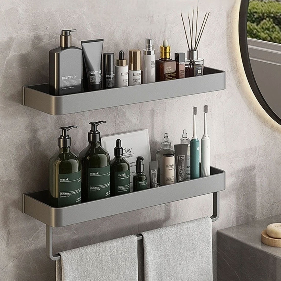 Bathroom Wall Rack – Waterproof Storage with Towel Bar | Sansoti