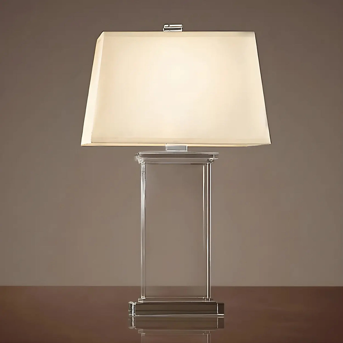 Table Lamp Crystal Rectangular White With Fabric Shade 22 Inch Modern Design | Sansoti