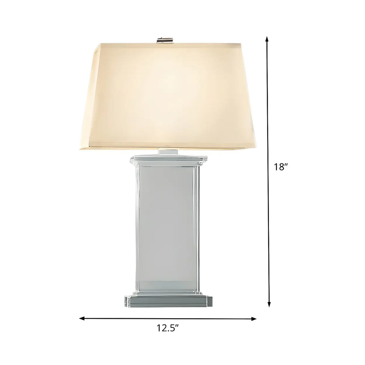 Table Lamp Crystal Rectangular White With Fabric Shade 22 Inch Modern Design | Sansoti