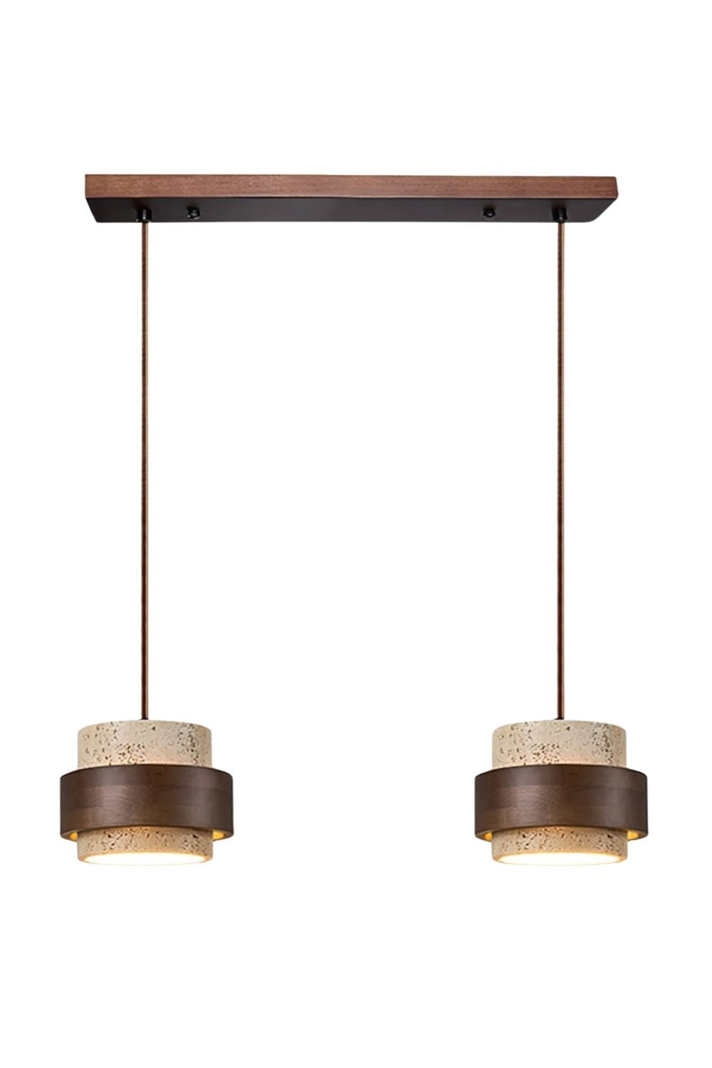 Suspension en bois avec finition travertin – Source lumineuse organique pour salle à manger et salon | Sansoti