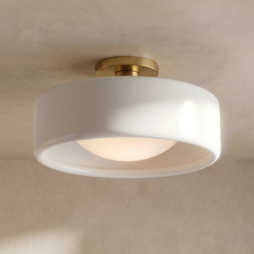 Porcelain Ceiling Lamp Round Modern – Soft Ambient Lighting for Hall Office Kitchen | Sansoti