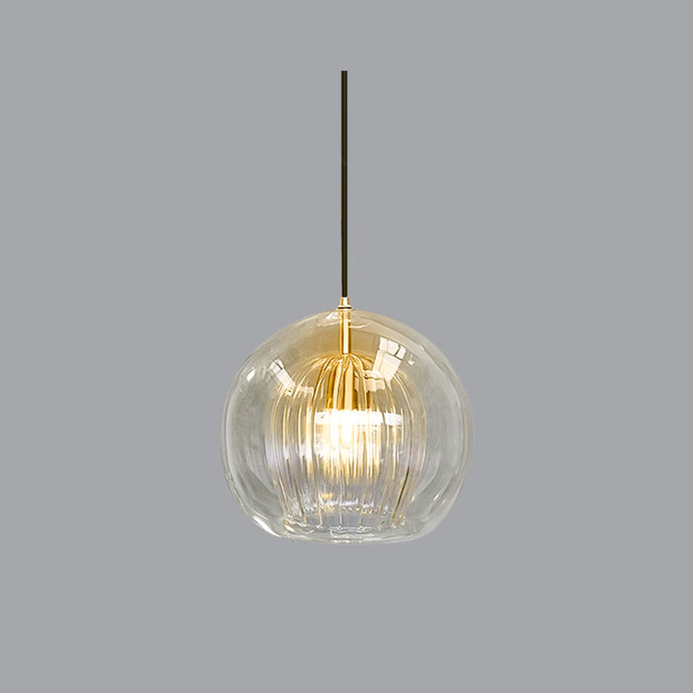 Glazen Globe Hanglamp Helder & Amber Bol Verlichting Eetkamer Slaapkamer | Sansoti