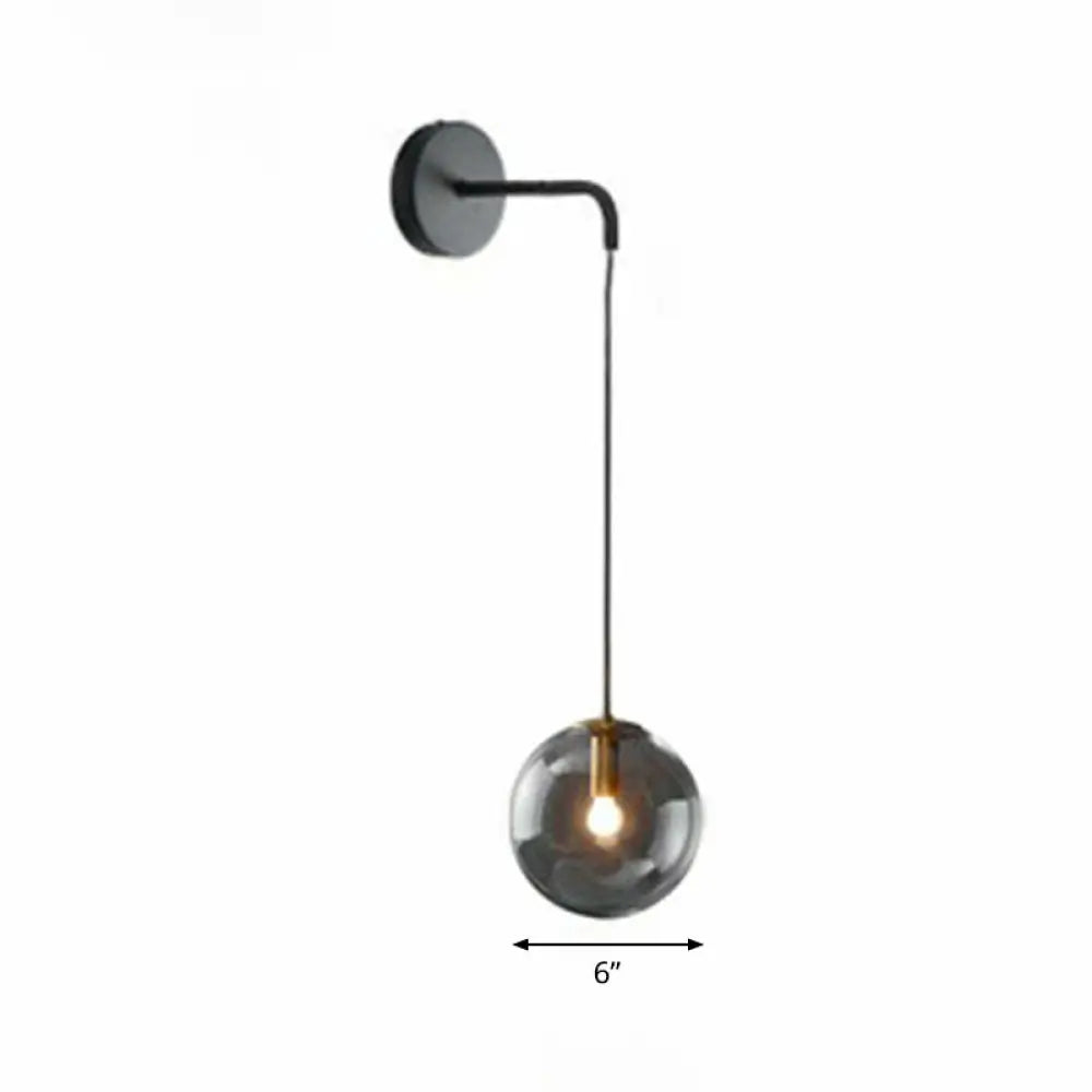 Modern Glass Globe Wall Light Metal E26/E27 Socket Living Room Bedroom Hallway Scandinavian Interior Design | Sansoti