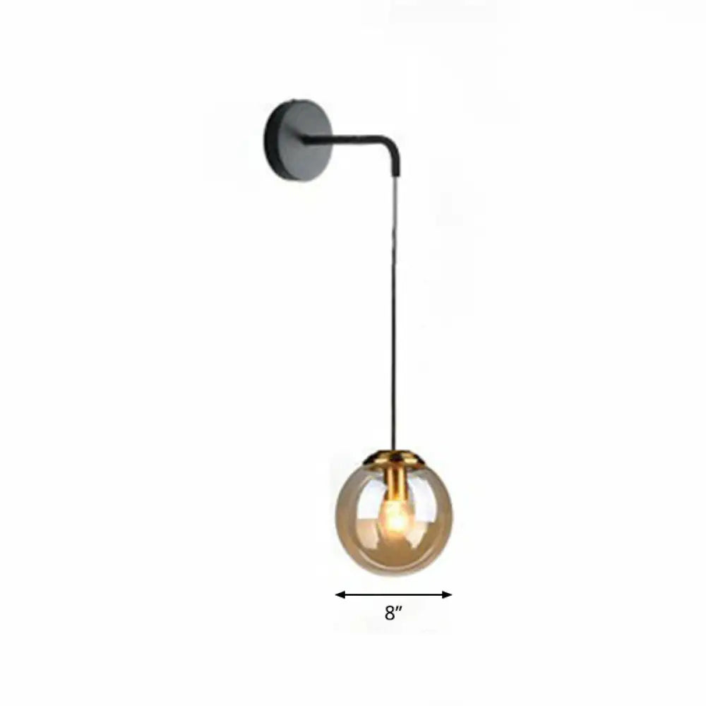 Modern Glass Globe Wall Light Metal E26/E27 Socket Living Room Bedroom Hallway Scandinavian Interior Design | Sansoti