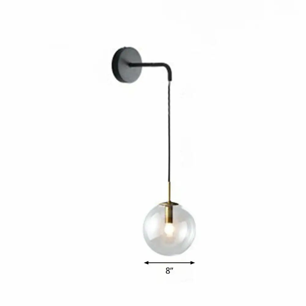 Modern Glass Globe Wall Light Metal E26/E27 Socket Living Room Bedroom Hallway Scandinavian Interior Design | Sansoti