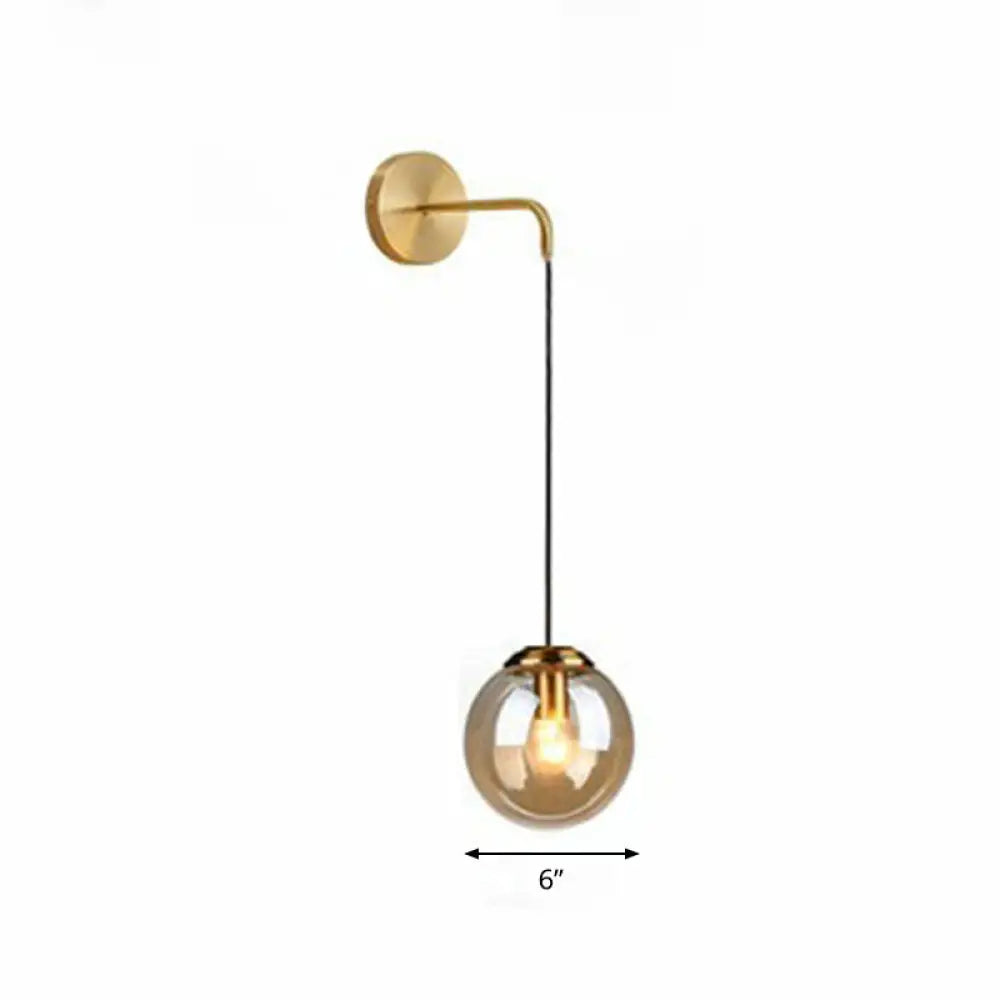 Modern Glass Globe Wall Light Metal E26/E27 Socket Living Room Bedroom Hallway Scandinavian Interior Design | Sansoti