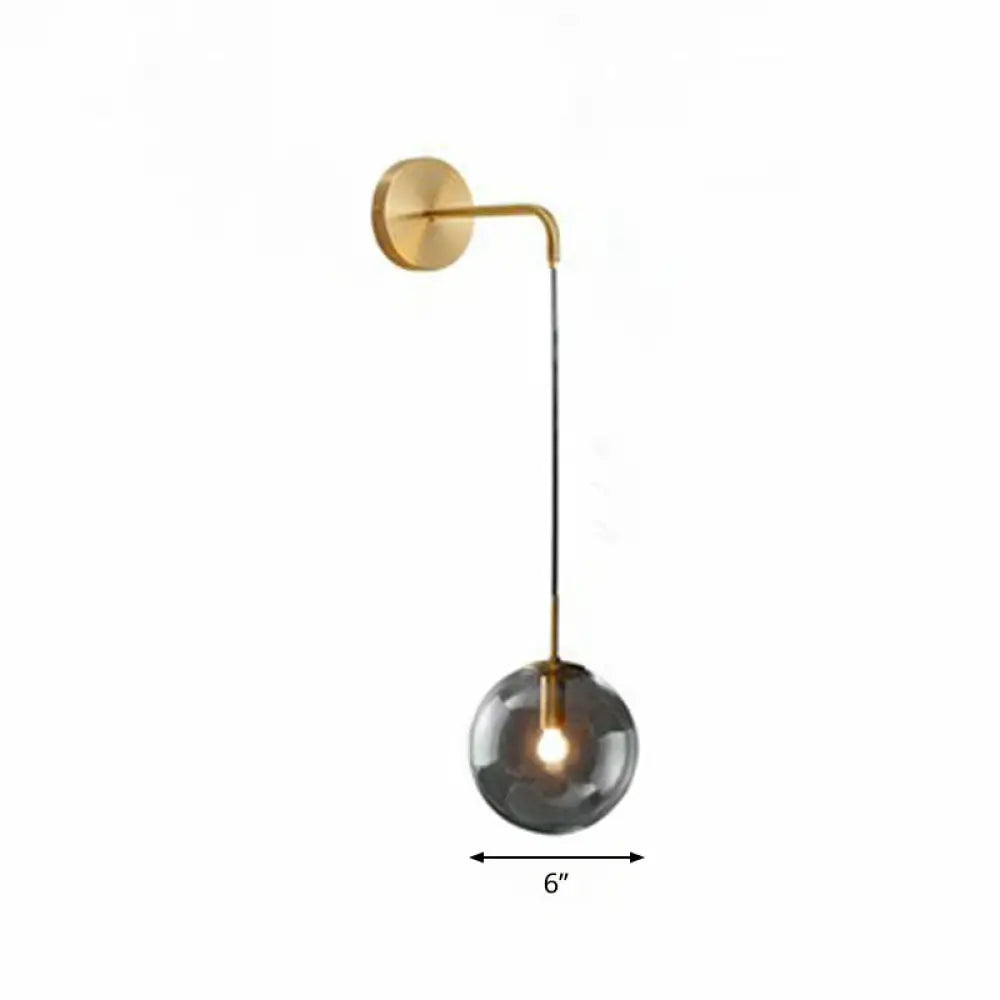 Modern Glass Globe Wall Light Metal E26/E27 Socket Living Room Bedroom Hallway Scandinavian Interior Design | Sansoti