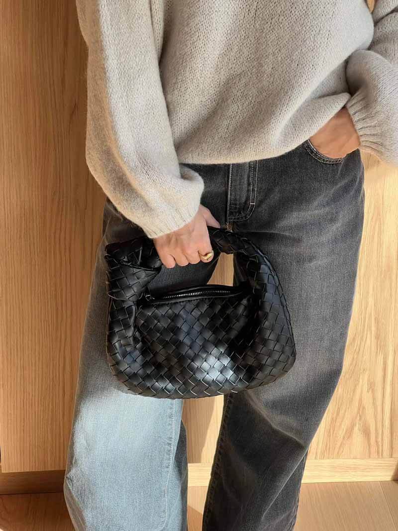 Gevlochten Mini Handtas Rotan met Schouderriem Compact Formaat Dames Accessoire voor Uitjes Vakantie | Sansoti