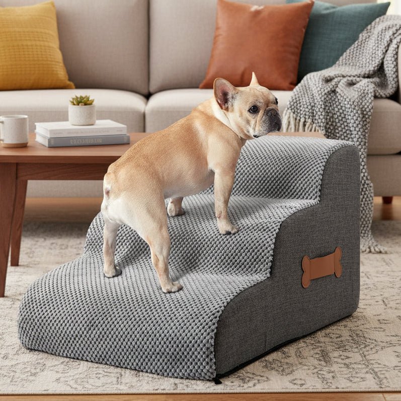 Trapje voor Hond en Kat Ananasfluweel Antislip 2 of 3 Treden Zachte Klim naar Bed Bank Huisdier Opstap | Sansoti