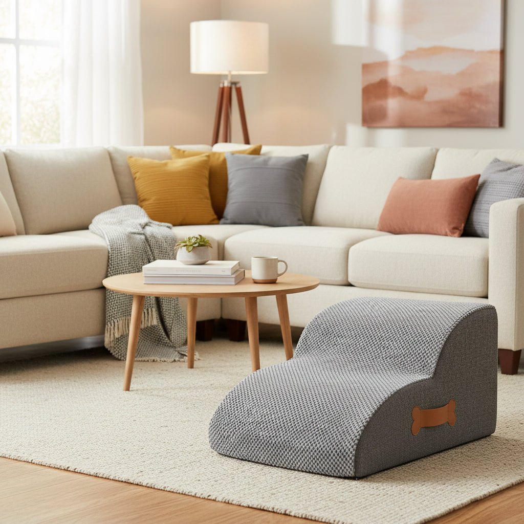 Trapje voor Hond en Kat Ananasfluweel Antislip 2 of 3 Treden Zachte Klim naar Bed Bank Huisdier Opstap | Sansoti