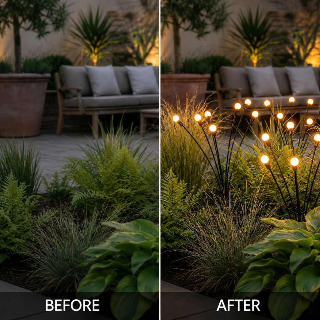 Solar-Powered Garden Lights with Moving LED Branches, IP65 Waterproof, 6–10 LEDs, Firefly Effect, Outdoor | Sansoti