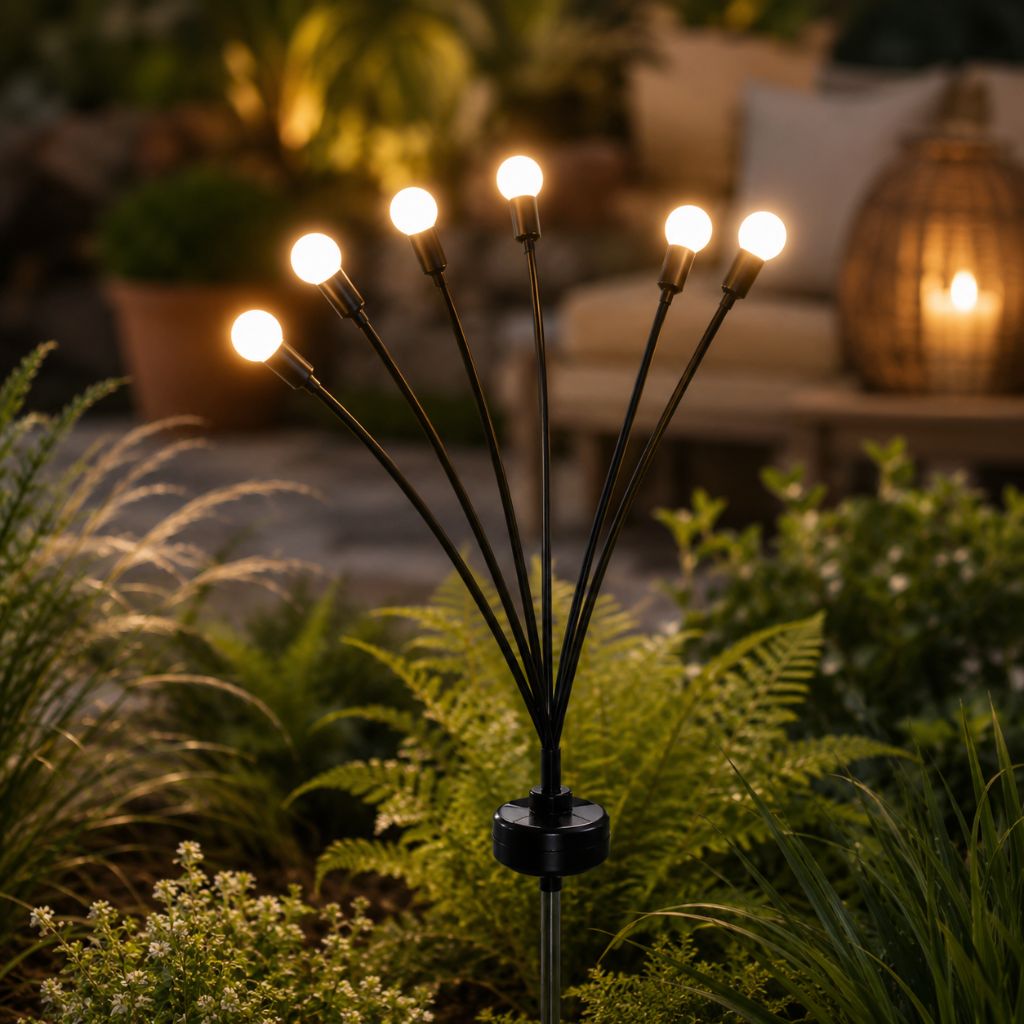 Solar-Powered Garden Lights with Moving LED Branches, IP65 Waterproof, 6–10 LEDs, Firefly Effect, Outdoor | Sansoti