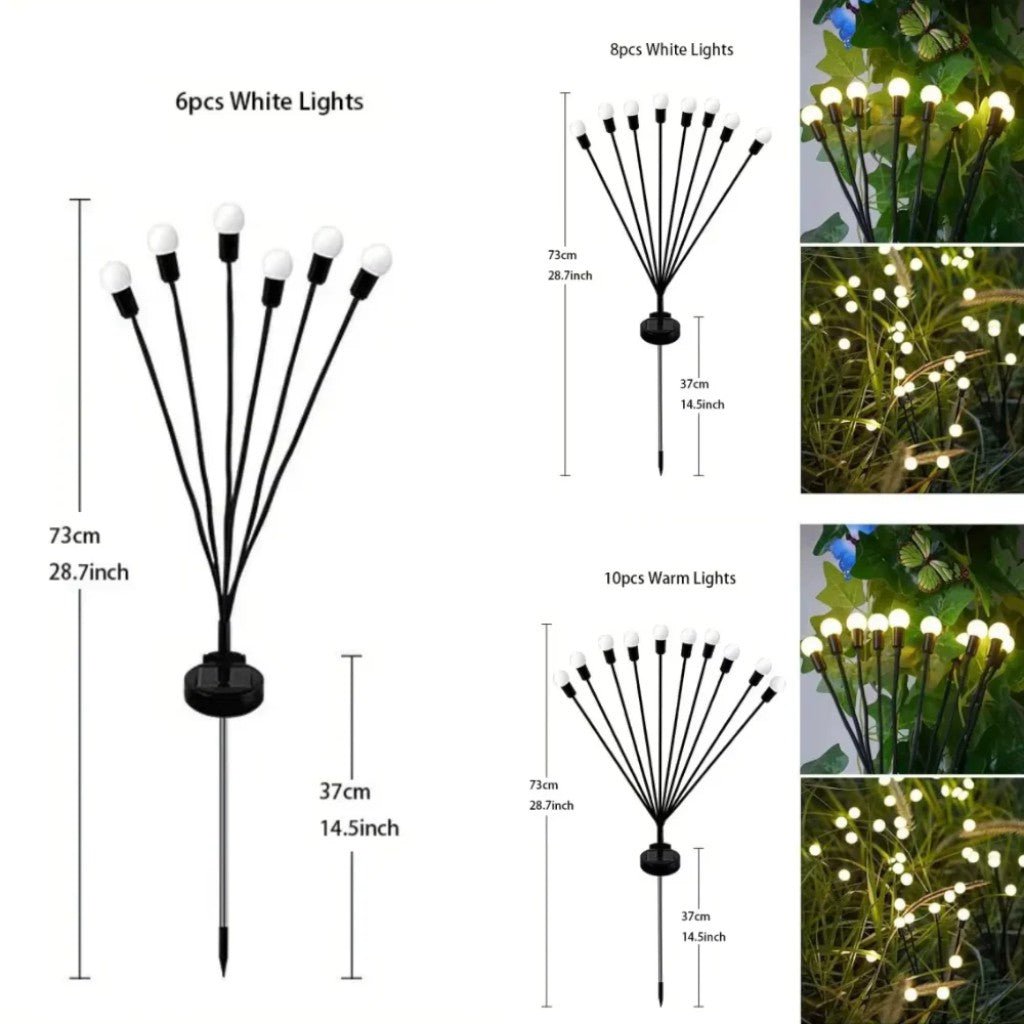 Solar-Powered Garden Lights with Moving LED Branches, IP65 Waterproof, 6–10 LEDs, Firefly Effect, Outdoor | Sansoti