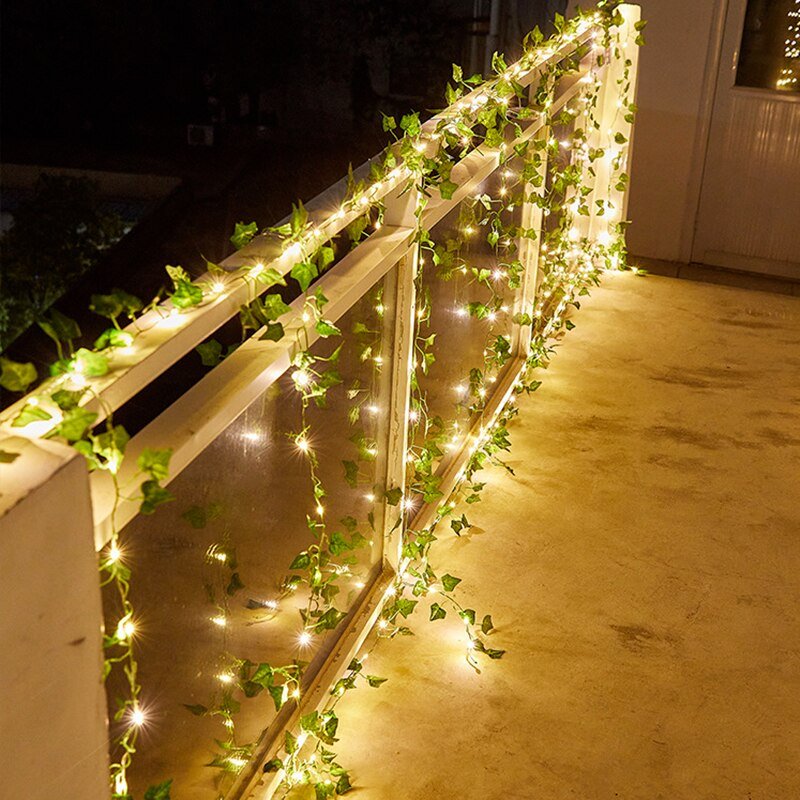 Solarbetriebene Efeu-Lichterkette für Garten und Terrasse | Sansoti