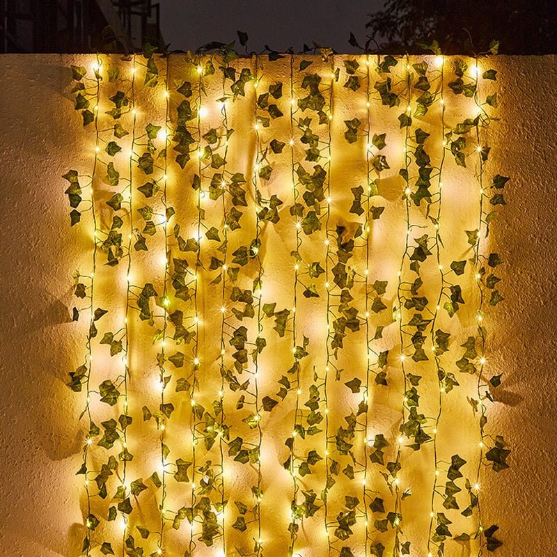 Solarbetriebene Efeu-Lichterkette für Garten und Terrasse | Sansoti