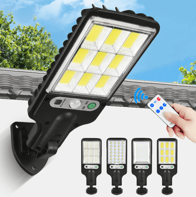 Waterdichte Solar Buitenlamp met Bewegingssensor 100W – IP67 LED-Schijnwerper voor Erf, Oprit en Tuin met Afstandsbediening | Sansoti