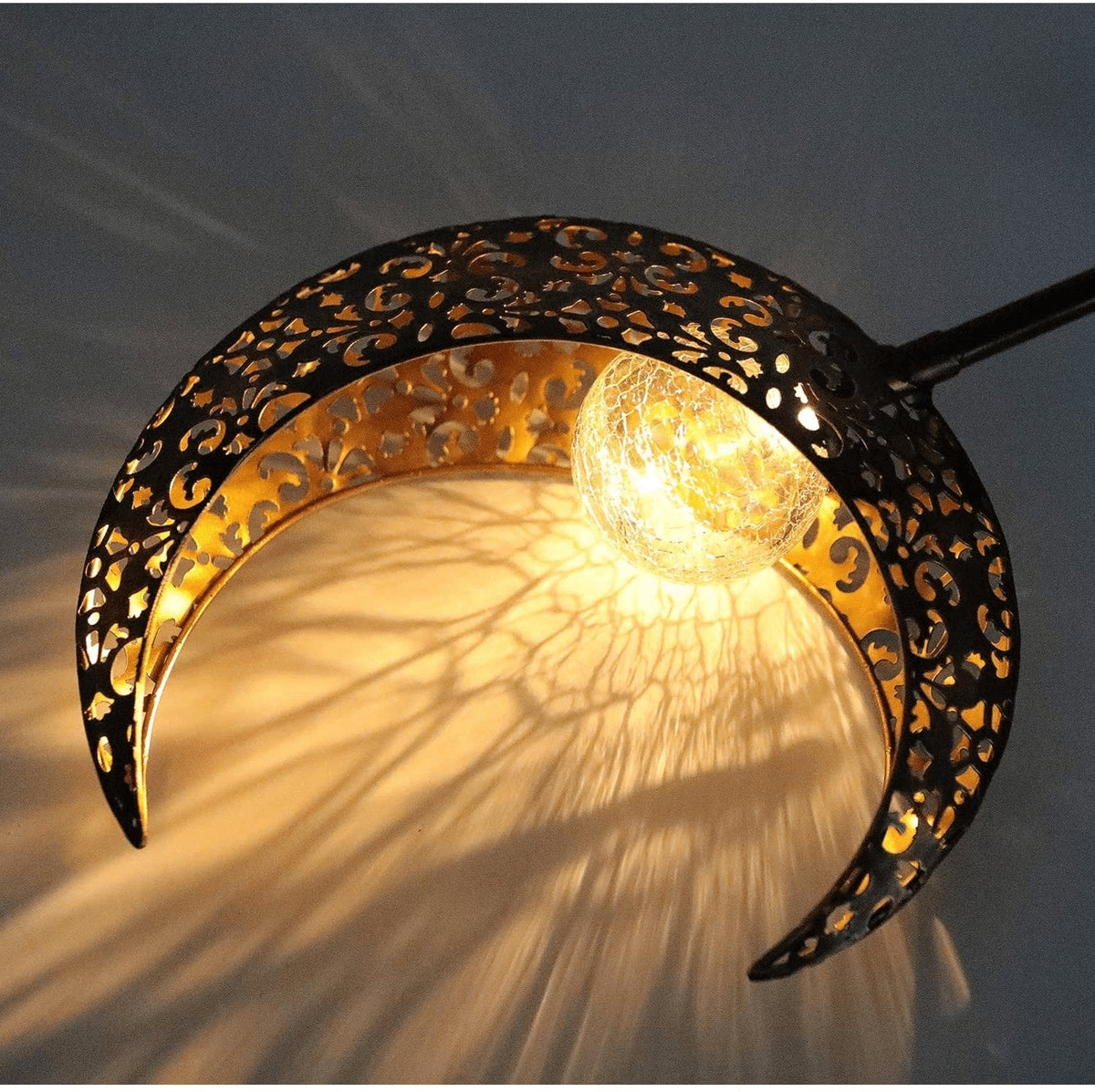 Solarleuchte für Garten Halbmond-Design 76cm Eisen Glas LED-Beleuchtung IP55 Wasserfest Gartenbeleuchtung Wegdekoration | Sansoti