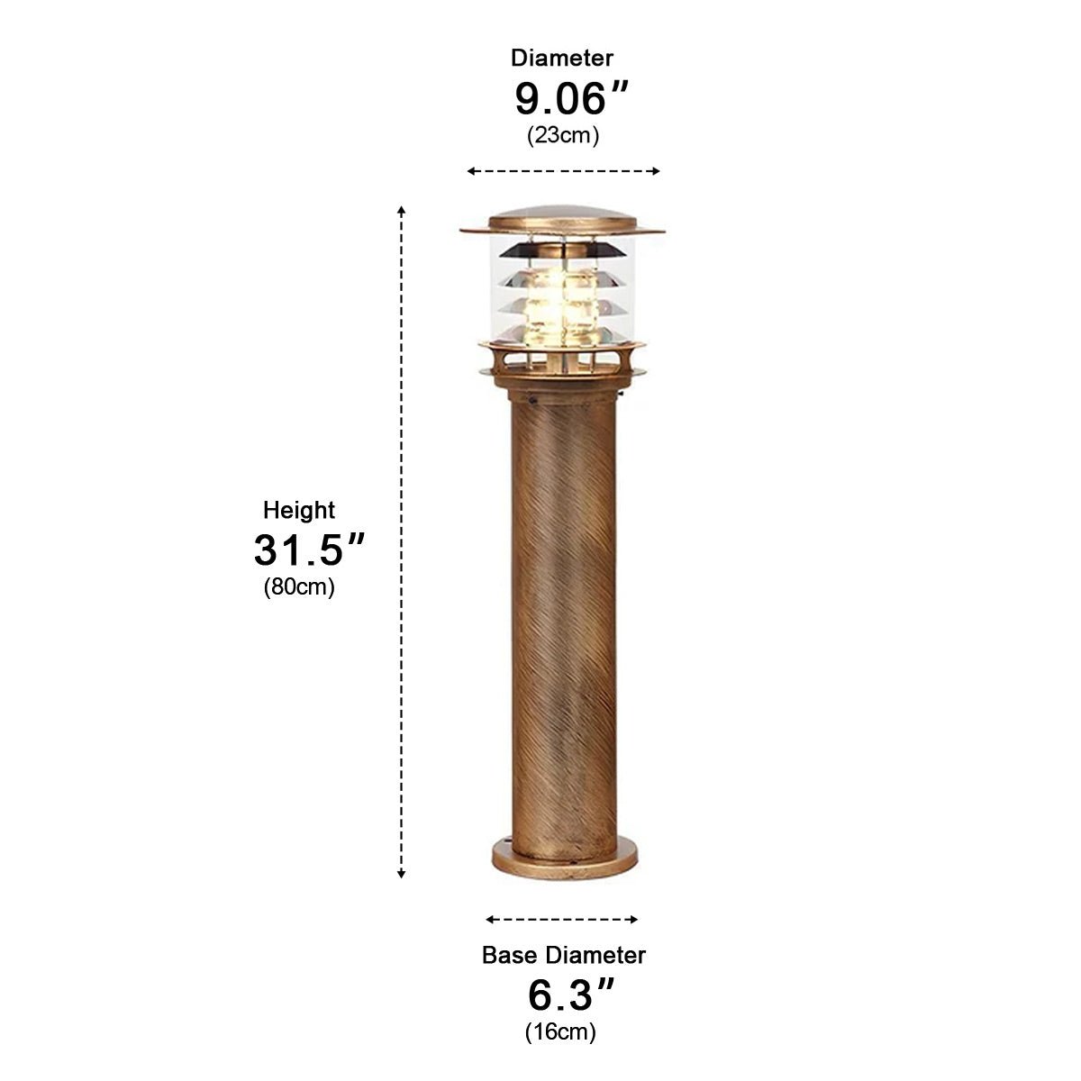 Lampe LED sur pied en forme de cylindre superposé, noire et bronze, éclairage de chemin de jardin IP65 étanche, éclairage extérieur pour allée de jardin | Sansoti