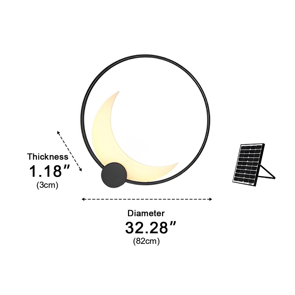 Mondförmige LED-Außenwandleuchte, wasserdicht, IP65, schwarzer Edelstahl, für Garten, Terrasse und Eingangsbereich, Außenwandbeleuchtung | Sansoti