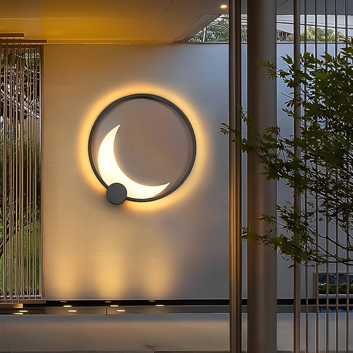 Maanvormige LED Wandlamp Buiten Waterdicht IP65 Zwart RVS voor Tuin Terras Entree Muurverlichting Buitenlamp | Sansoti