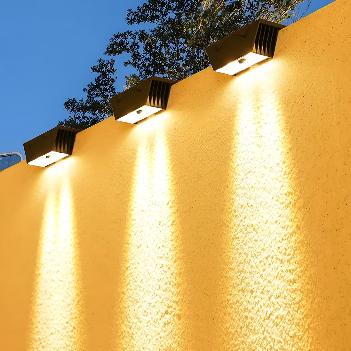 Solar-Powered Outdoor Wall Light Waterproof LED Up-Down Lighting Black 6W 3000K IP65 Modern Garden Lighting | Sansoti