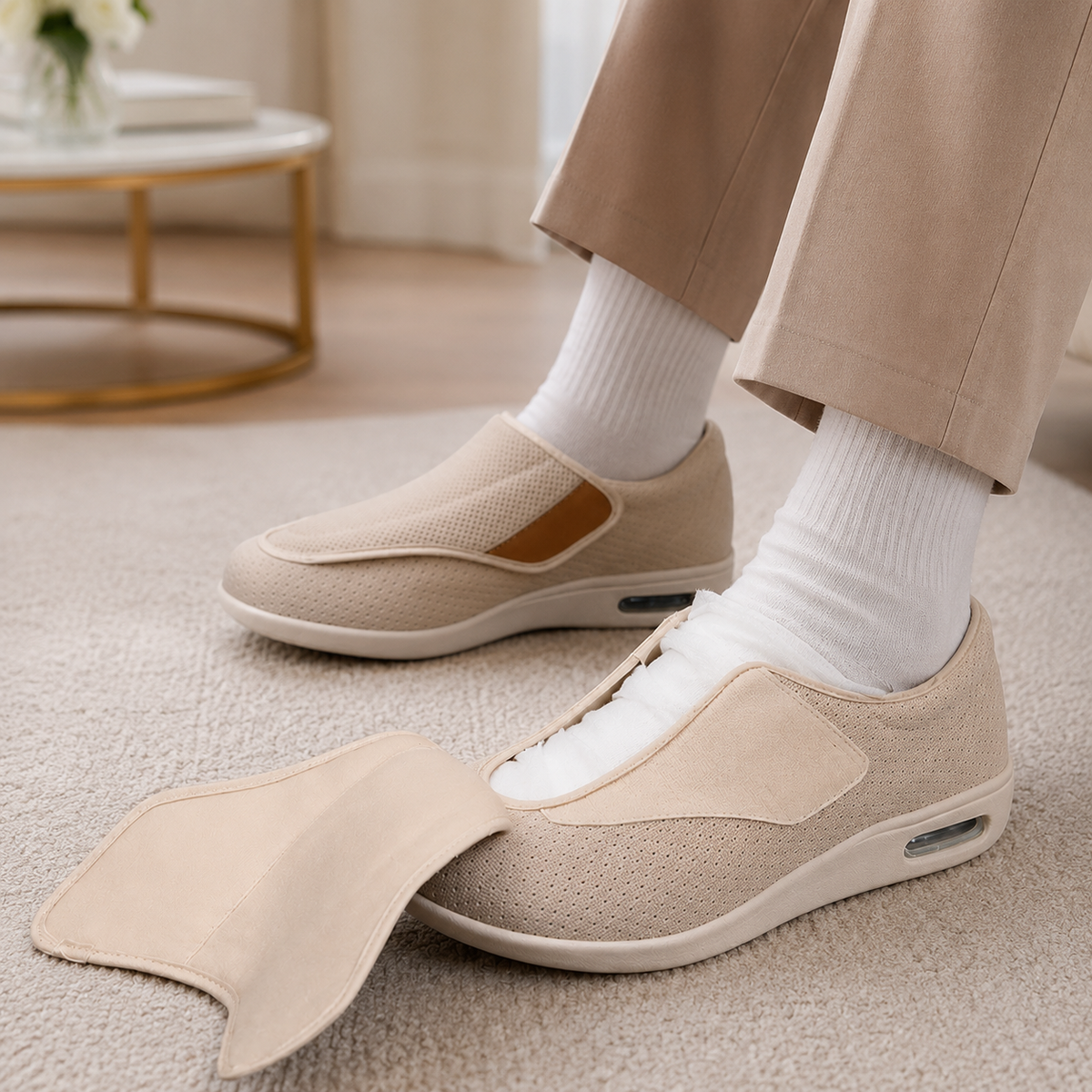 Brede Instapschoenen voor Gevoelige en Gezwollen Voeten – Memory Foam Inlegzool – Naadloos Interieur – Diabetische Comfortschoenen voor Dagelijks Gebruik | Sansoti