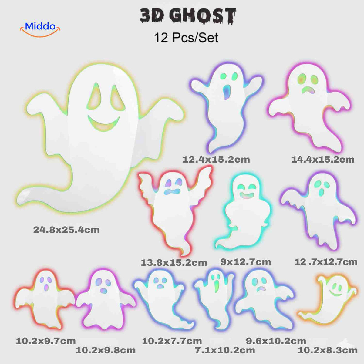 3D LED Dekoracja ścienna Halloween Nietoperze Pająki Duchy Świecąca Dekoracja Ścienna Straszna Dekoracja Imprezowa Przyjazna Dzieciom | Sansoti